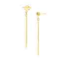 14k Yellow Gold Modern Disc and Bar Drop Earrings-1