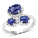 2.28 Carat Genuine Blue Aventurine And White Topaz .925 Sterling Silver Ring-1