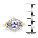 14K Yellow Gold Plated 1.58 Carat Genuine Tanzanite and White Topaz .925 Sterling Silver Ring-3