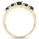 1.05 Carat Genuine Blue Sapphire and White Diamond 14K Yellow Gold Ring-2
