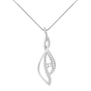 Espira 10K White Gold Round Diamond Accented Open Cascade Twist 18" Pendant Necklace (1/10 Cttw, J-K Color, I1-I2 Clarity)-5