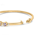 14K Yellow Gold Alternating Bezel Set 5MM Oval Shaped Tanzanite and 1/5 Cttw Diamond Bangle Bracelet (H-I Color, VS2-SI1 Clarity) - Fit's wrists up to 7.25" Inches-5