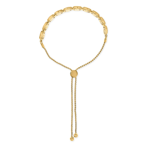 14k Yellow Gold Plated .925 Sterling 5/8 Cttw Diamond Composite Cushion Frame 4â€-10â€ Adjustable Bolo Bracelet (G-H Color, I1-I2 Clarity)