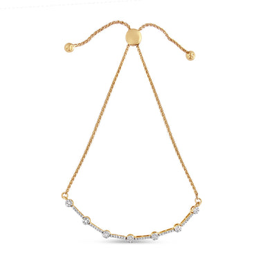 14K Gold Plated Sterling Silver 1/3 Cttw Diamond Slider Link Bolo Bracelet - 0