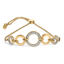 14K Yellow Gold Plated .925 Sterling Silver 1/10 Cttw Diamond Infinity Loop Adjustable Bolo Tennis Bracelet-1
