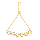 10K Yellow Gold over .925 Sterling Silver Diamond Accented Open Hearts 6â€-9â€ Adjustable Chain Bolo Bracelet-5