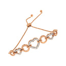10K Rose Gold over .925 Sterling Silver 1/10 Cttw Round-Cut Diamond Heart Link Adjustable Bolo Bracelet (H-I Color, I2-I3 Clarity) - 6"-9" Adjustable-7