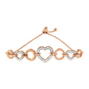 10K Rose Gold over .925 Sterling Silver 1/10 Cttw Round-Cut Diamond Heart Link Adjustable Bolo Bracelet (H-I Color, I2-I3 Clarity) - 6"-9" Adjustable-8
