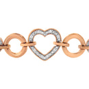 10K Rose Gold over .925 Sterling Silver 1/10 Cttw Round-Cut Diamond Heart Link Adjustable Bolo Bracelet (H-I Color, I2-I3 Clarity) - 6"-9" Adjustable-9