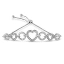 .925 Sterling Silver 1/10 Cttw Round-Cut Diamond Heart-Link Adjustable Bolo Bracelet ( H-I Color, I2-I3 Clarity) - 6"-9" Adjustable-4
