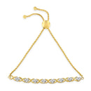 10K Yellow Gold over .925 Sterling Silver 1/10 Cttw Diamond Heart and X-Link 6â€-9â€ Adjustable Bolo Bracelet (H-I Color, I2-I3 Clarity)-5