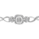 .925 Sterling Silver Diamond Cushion Frame Heart-Sides Twist 4â€-10â€ Adjustable Bolo Tennis Bolo Bracelet (I-J Color, I3 Clarity)-8