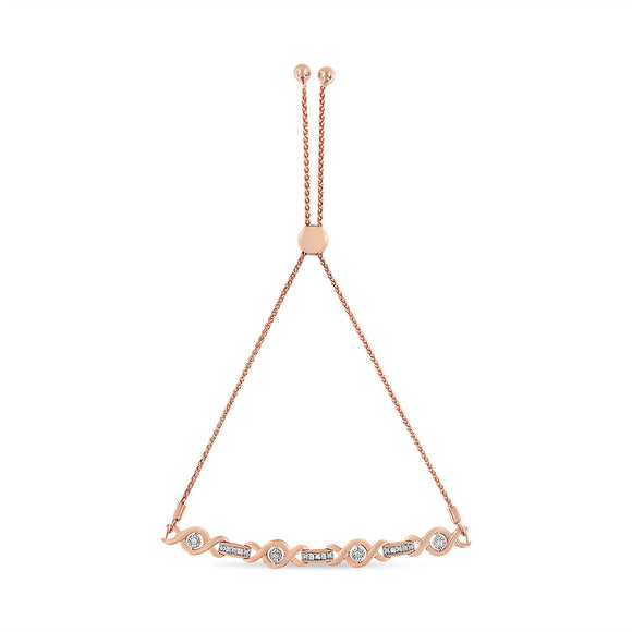 14K Yellow Gold Plated .925 Sterling Silver Channel Set Diamond Accent Twist 4â€-10â€ Adjustable Bolo Bracelet (I-J Color, I3 Clarity)