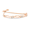 14K Rose Gold Plated .925 Sterling Silver 1/10 Cttw Diamond Alternating Swirl link Bolo Bracelet (I-J Color, I2-I3 Clarity) - 6" to 9" Adjustable-8