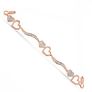 14K Rose Gold Plated .925 Sterling Silver 1/10 Cttw Diamond Wave and Hearts 4â€-10â€ Adjustable Bolo Bracelet (I-J Color, I3 Clarity)-3