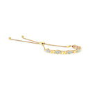 14K Yellow Gold Plated .925 Sterling Silver Diamond Accent Alternating Marquise Shape and Heart Links Bolo Bracelet (I-J Color, I3 Clarity) - Adjustable 6" to 9"-8