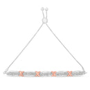 .925 Sterling Silver 1/4 Cttw Round-Cut Diamond X & Tapered Bar Miracle-Set Bolo Bracelet (I-J Color, I3 Clarity) - Two Tone Rose Gold & Silver-7