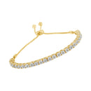 10K Yellow Gold over .925 Sterling Silver 1/4 Cttw Miracle-Set Diamond 4â€-10â€ Adjustable Bolo Tennis Bracelet (I-J Color, I3 Clarity)-10