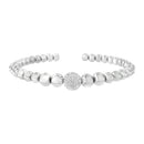 .925 Sterling Silver 1/6 Cttw Diamond Rondelle Graduated Ball Bead Cuff Bangle Bracelet (I-J color, I2-I3 clarity) - Fits wrists up to 7 1/2 inches-7