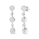 14K White Gold 2.00 Cttw Diamond Composite Cluster Floral Drop Earrings (I-J Color, I1-I2 Clarity)-2