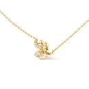10K Yellow Gold 1/10 Cttw Diamond Leaf and Branch 18" Pendant Necklace (H-I Color, I1-I2 Clarity)-3