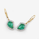 6.40 Carat Genuine Colombian Emerald and White Diamond 14K Yellow Gold Earrings-3