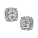 .925 Sterling Silver 1/4 cttw Round Cut Diamond Square Shape Milgrain Stud Earrings (I-J Color, I3 Clarity)-2
