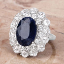 10.64 Carat Dyed Sapphire and White Topaz .925 Sterling Silver Ring-4