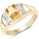 14K Yellow Gold Plated 1.36 Carat Genuine Citrine & White Topaz .925 Sterling Silver Ring-1