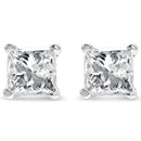 AGS Certified 2/5 Cttw Princess Cut Diamond 14K White Gold 4-Prong Solitaire Square Stud Earrings (L-M Color, I1-I2 Clarity)-2