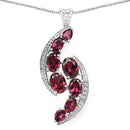 7.29 Carat Genuine Rhodolite & White Topaz .925 Sterling Silver Pendant-1