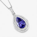 2.56 Carat Genuine Tanzanite and White Diamond 14K White Gold Pendant-2