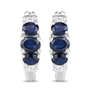1.66 Carat Genuine Blue Sapphire and White Topaz .925 Sterling Silver Earrings-3