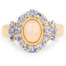 14K Yellow Gold Plated 1.74 Carat Genuine Ethiopian Opal and Tanzanite .925 Sterling Silver Ring-3