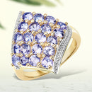 18K Yellow Gold Plated 2.00 Carat Genuine Tanzanite .925 Sterling Silver Ring-1