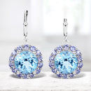 9.96 Carat Genuine Blue Topaz and Tanzanite .925 Sterling Silver Earrings-1