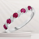 0.69 Carat Genuine Ruby and White Topaz .925 Sterling Silver Ring-1
