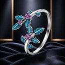 925 Sterling Silver Enamel White Gold Plated Ring with CZ for Women-2