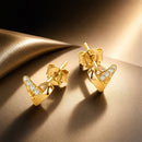 925 Sterling Silver Earrings with Pavé Setting CZ in Gold Plated-2