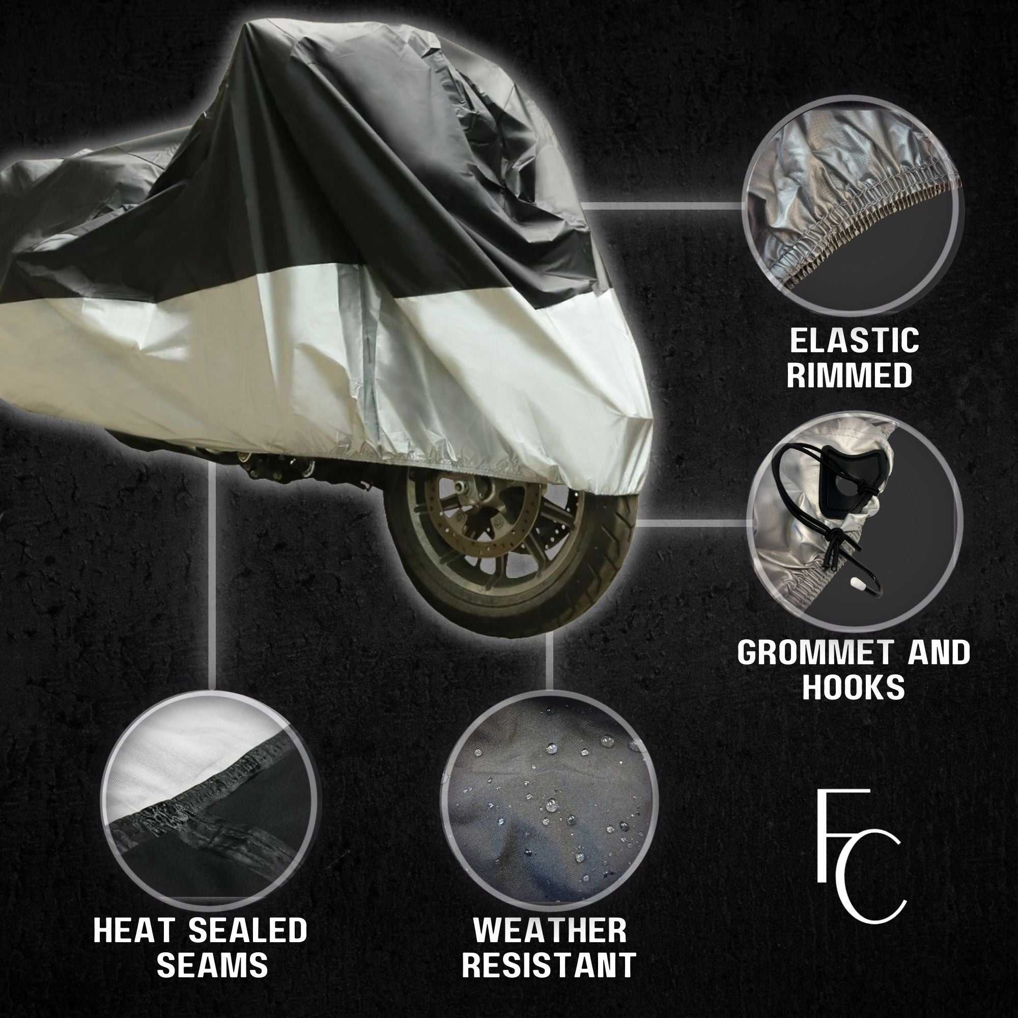 Deluxe Motorcycle Cover, All Season & Light Weight (XL) Black
