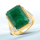 9.96 Carat Dyed Emerald and White Topaz .925 Sterling Silver Ring-1