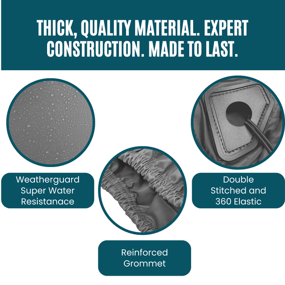 2+2 Passenger Golf Cart Storage Cover (4 Passenger Short Roof 58") Grey