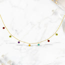 14k Yellow Gold Cable Chain Necklace with Round Multi-Tone Charms-3