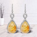 10.04 Carat Genuine Golden Rutile And White Topaz .925 Sterling Silver Earrings-1