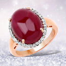 14K Rose Gold Plated 16.69 Carat Genuine Glass Filled Ruby and White Topaz .925 Sterling Silver Ring-1