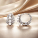 925 Sterling Silver Hoop Earrings with Synthetic Pearl and CZ, 1.1cm for Women-2