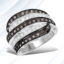 0.80 Carat Genuine Brown Diamond and White Diamond .925 Sterling Silver Ring-1