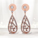 18K Rose Gold 1 1/4 Cttw Diamond Teardrop Shaped Drop and Dangle Screw Back Stud Earring (F-G Color, VS1-VS2 Clarity)-1