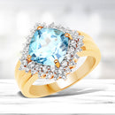14K Yellow Gold Plated 4.33 Carat Genuine Swiss Blue Topaz and White Topaz .925 Sterling Silver Ring-1