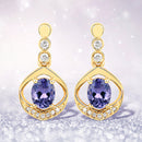 0.76 Carat Genuine Tanzanite and White Diamond 14K Yellow Gold Earrings-6